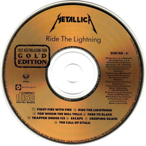 洋楽 llica RIDE THE LIGHTNING goldedition Metallic Ride The Lightning CD 24KT GOLD DISC! Audiophile DCC OMR